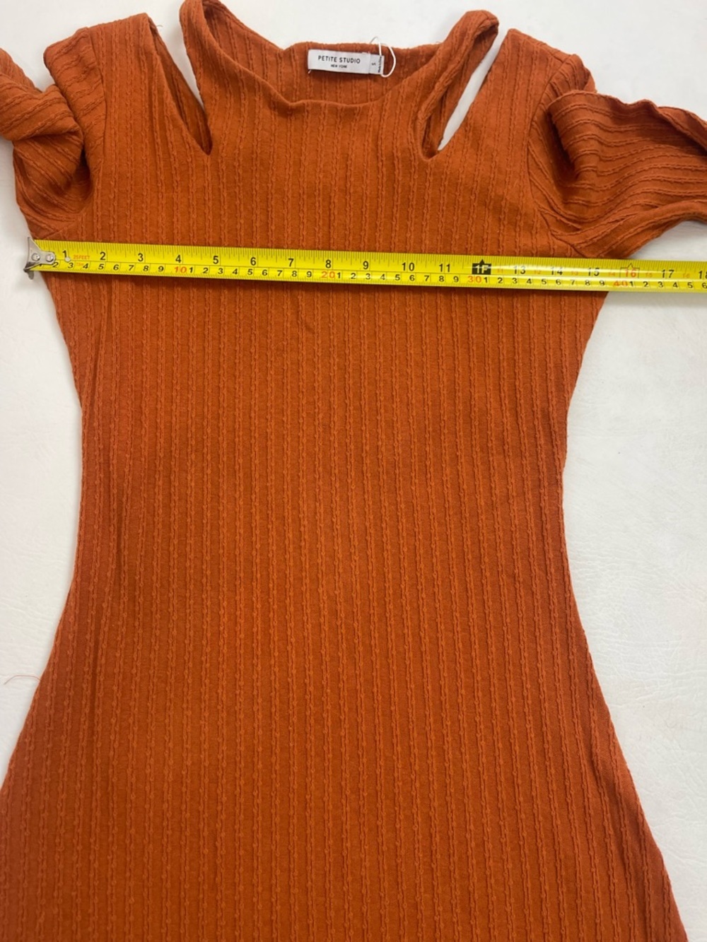 Petite Studio Ribbed Knit Midi Dress Rust Orange Pearl Detail Size Small - Picture 8 of 11